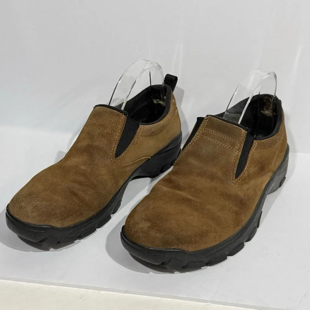 Lands End Men's Shoes Size 9 HD Loafers Brown All-Weather Suede Slip On Moc